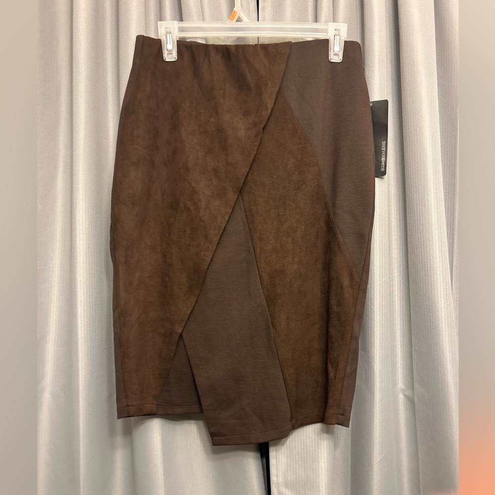 Boom Boom faux suede like Pencil Skirt split small brown warehouse buyout